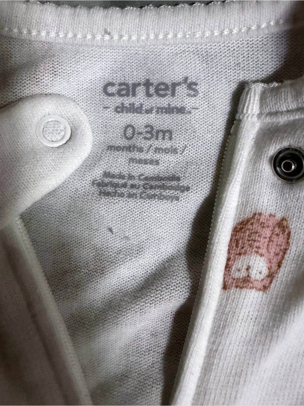 Carter's White Footed One-Piece with Pink Owl Pattern